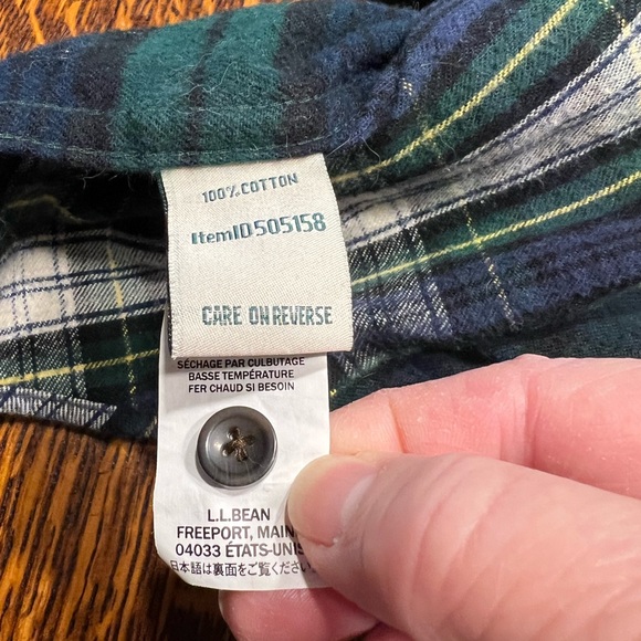 LL Bean 100% Cotton Flannel Color Blocked Black Watch Shirt Women’s Small - Picture 5 of 6
